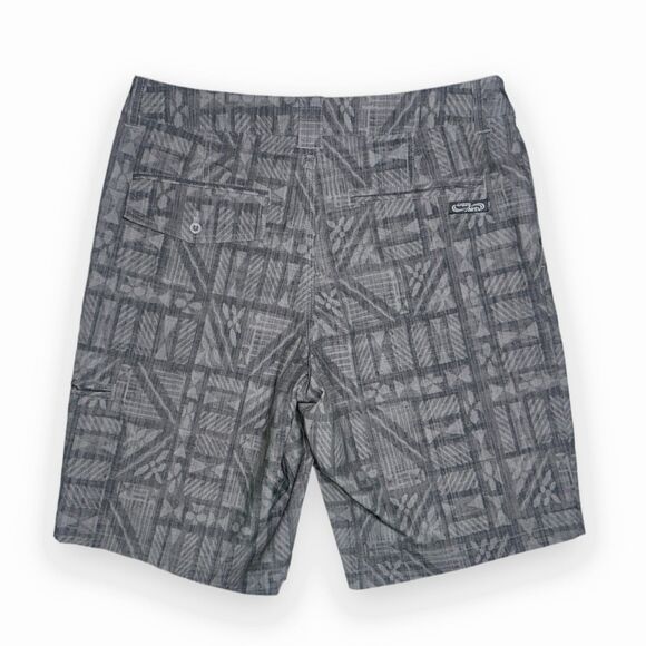 Crazy Shirts Hawaii Hybrid Shorts Mens Sz 32-33 Gray Geometric Coconut Polyester - Picture 5 of 10